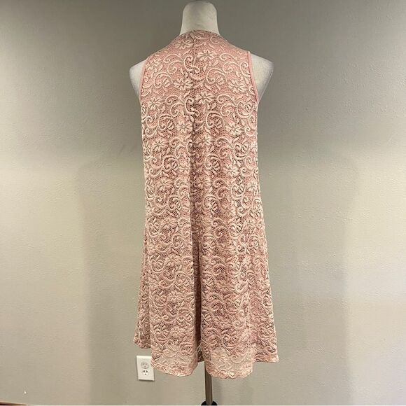 Liberty love pale Pink Lace Sleeveless mini a-line Dress size large - Picture 5 of 12